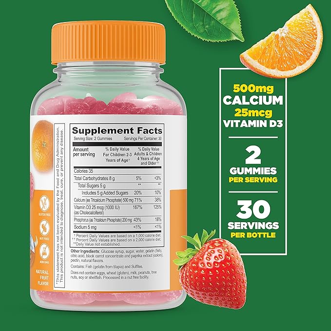 Lifeable Calcium with Vitamin D Kids + Probiotic 2 Billion CFU Kids Gummies Bundle - Great Tasting Vitamin Supplement Gluten Free GMO Free Chewable Gummy