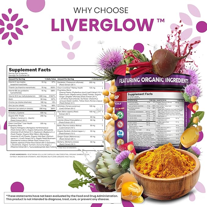 Clean Nutra Organic Milk Thistle Supplement | Liver Cleanse Detox &amp Repair + NAC Choline Dandelion Root TUDCA Artichoke Beet Root Burdock Holy Basil Kidney &amp Liver Support 90 Vegan Capsules