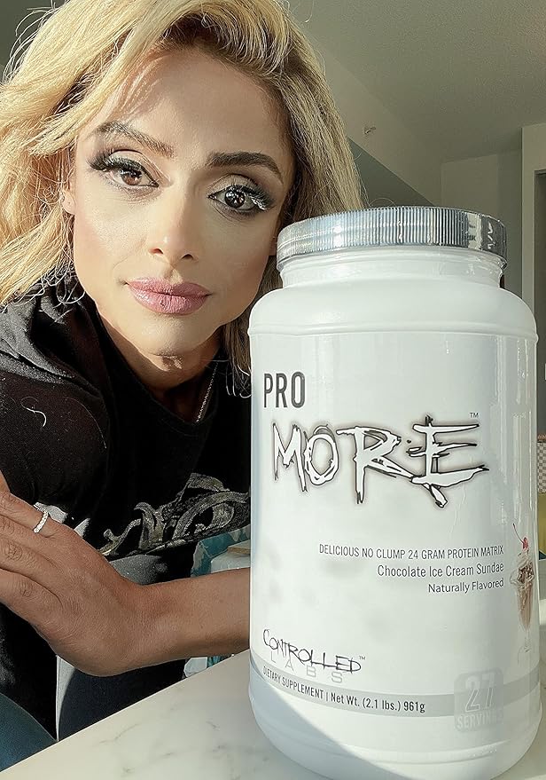 CONTROLLED LABS PROmore Protein Powder (27 Servings) - 24g Protein Per Scoop - 94% Sugar-Free Premium Smooth-Drink Formula (Chocolate Ice Cream Sundae) (27 Servings Chocolate Ice Cream Sundae)