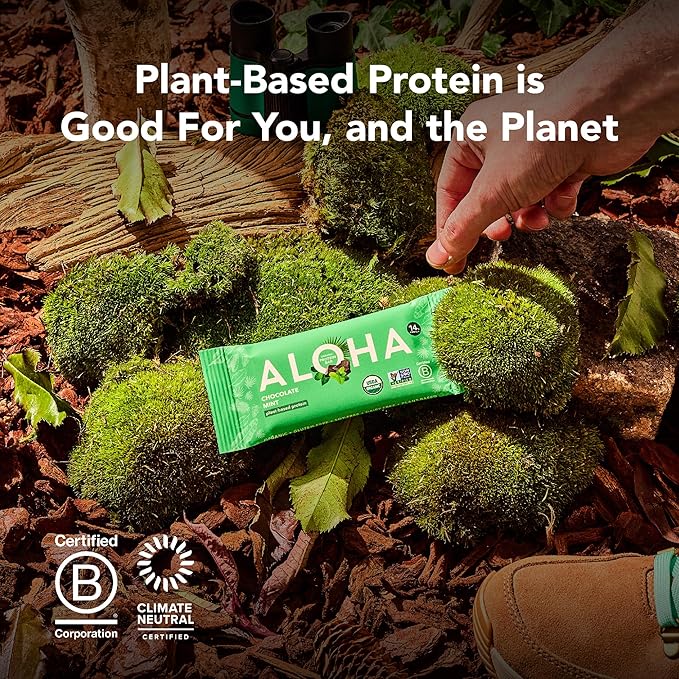 ALOHA Organic Plant Based Protein Bars - Lemon Cashew - 12-Count - Vegan Low Sugar Gluten-Free Paleo Low Carb Non-GMO No Stevia &amp No Erythritol