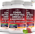 NEW AGE COQ10 200mg Red Yeast Rice Omega 3-6-9 Magnesium Complex Zinc Vitamin K2 D3 - Support Vitamins for Women and Men with Vitamin B3 Coenzyme Q10-180 Count