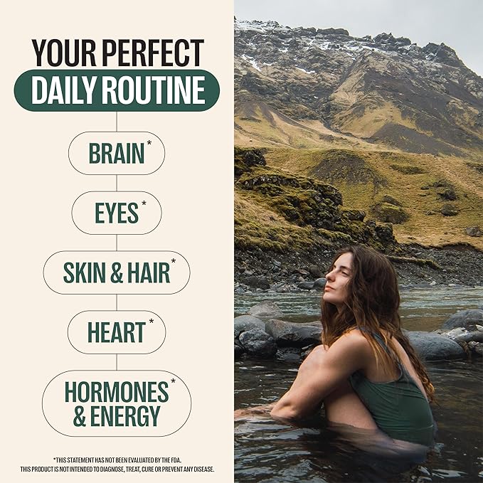 Orlo DHA Supplement 1000mg - 3X Absorption Natural Icelandic Nordic Omega 3 DHA &amp EPA for Brain &amp Eye Support – Vegan Fish Oil Alternative No Fishy Aftertaste 60 Easy-to-Swallow Mini Softgel