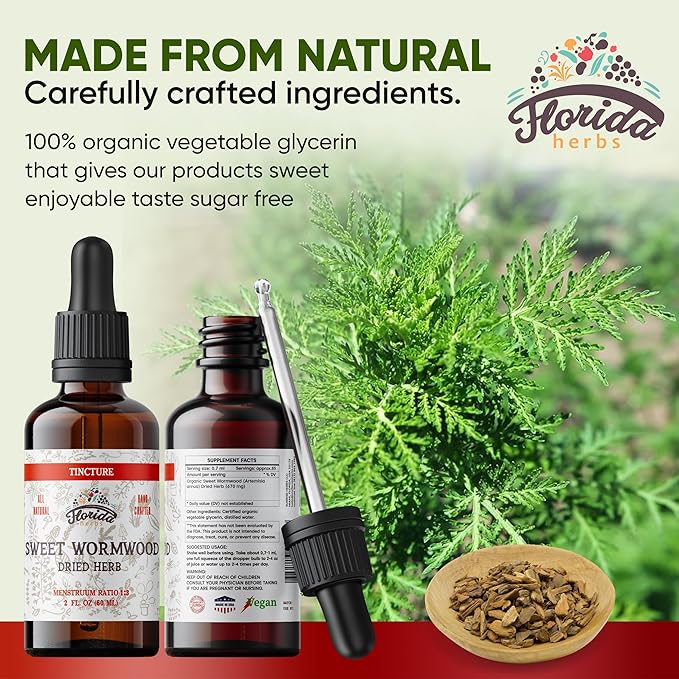 Sweet Wormwood Organic Tincture - Natural Supplement - Made in USA - 2 Fl Oz (Sweet Wormwood - 2 x 2 Fl Oz)