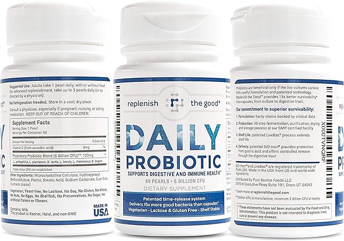 Daily Probiotic - 6 Billion CFU - Supports Digestive Health -15x More Effective Than Regular Capsules - Relieves Gas Bloated Stomach &amp Acid Reflux (60 Count)