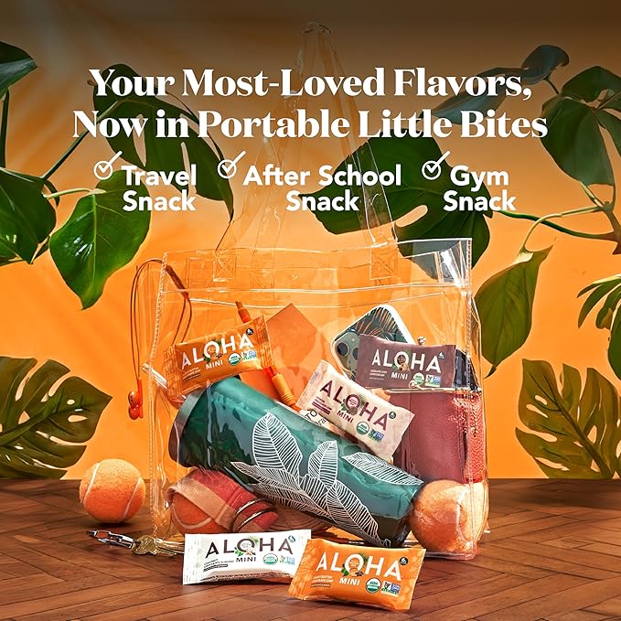 ALOHA Organic Plant Based Protein Bar MINIS | VARIETY PACK | GLP-1 Friendly 20 Count 24g Bars | Vegan Low Sugar Gluten Free Low Carb Non-GMO No Stevia No Soy No Sugar Alcohols