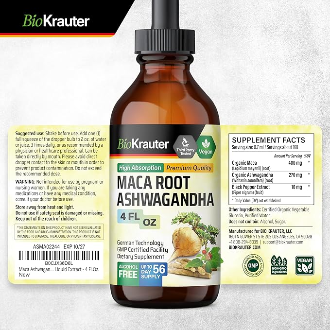 Maca Ashwagandha Tincture 4 Fl. Oz. &amp Turmeric Ginger Tincture 4 Fl. Oz.