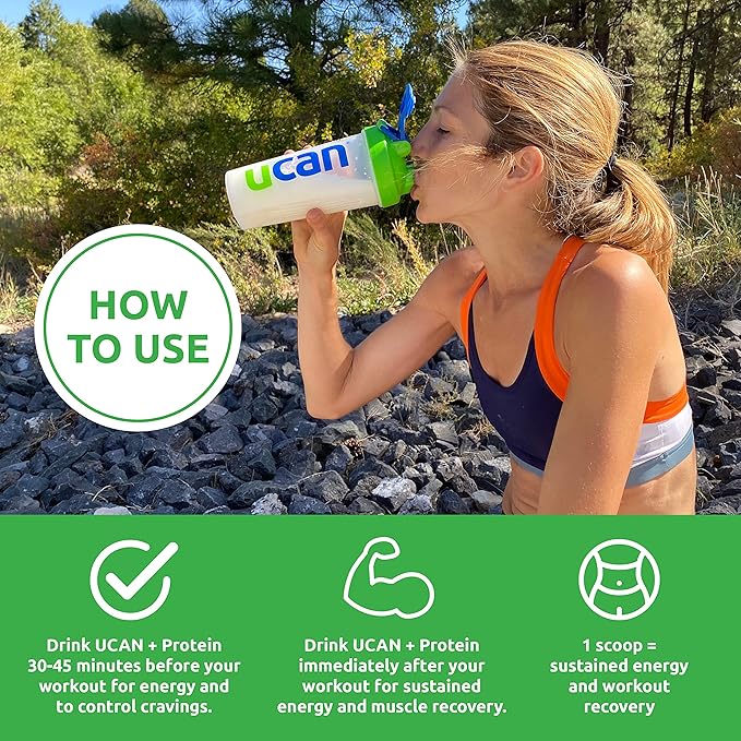 UCAN Energy + Whey Protein Powder - 19g Per Serving with Amino Acids EAAs &amp BCCAs - Keto Protein Powder - No Added Sugar Gluten-Free - Cocoa - 12 Servings