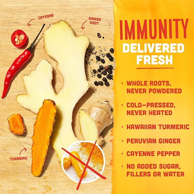 Vive Organic Immune Support Shot Cold-Pressed Ginger Turmeric &amp Cayenne Gluten Free Vegan Immunity Boost Cayenne 2 Fl Oz (Pack of 12)