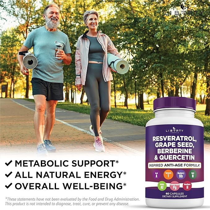 Resveratrol Berberine Grape Seed Extract Quercetin Polyphenol Supplement for Women and Men with Noni Extract N-Acetyl Cysteine Acai Extract - 2-Pack