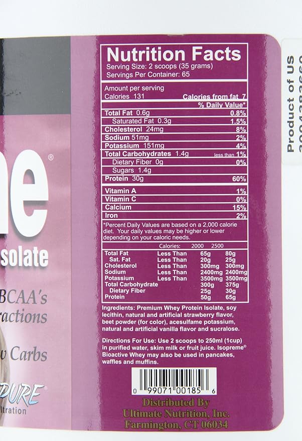 Ultimate Nutrition Isopreme Pure Bioactive Whey Isolate Strawberry Burst 80 Ounces