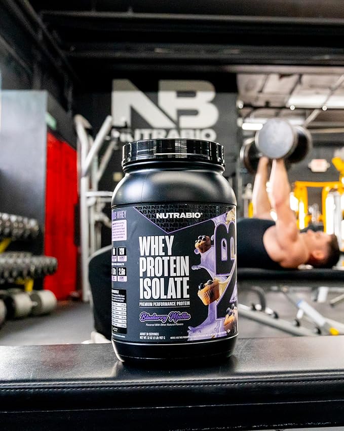 NutraBio 100% Whey Protein Isolate Protein Powder 25g Protein with Complete Amino Acid Profile Non-GMO Soy &amp Gluten Free Low Carb Low Calorie Whey Protein Powder Blueberry Muffin 2 Lbs