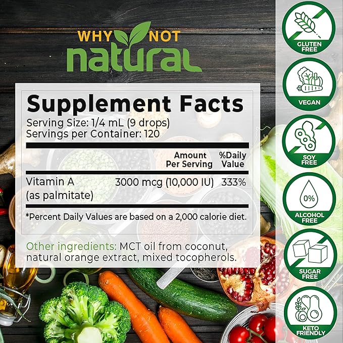 Why Not Natural Organic Vitamin B12 Drops and Liquid Vitamin A