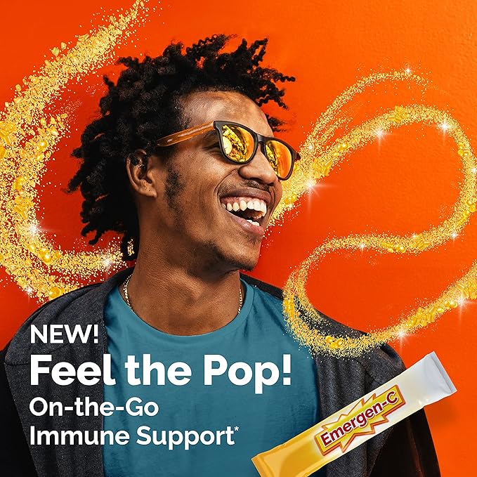 Emergen-C Crystals On-the-Go Emergen-C Immune Support Supplement with Vitamin C B Vitamins Zinc and Manganese Orange Vitality - 56 Stick Packs