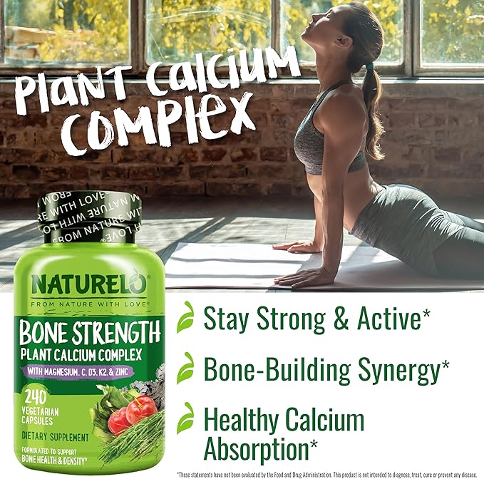 NATURELO Calcium Supplement for Bone Strength with Calcium 600mg - 240 Capsules and One Daily Multivitamin for Women - 120 Capsules - 4 Month Supply Bundle