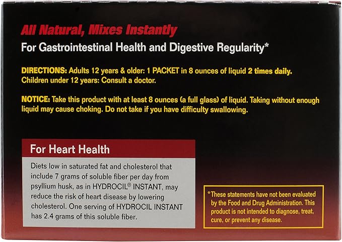 Dietary Fiber Supplement Psyllium Husk Powder 30 Single-Dose Packets