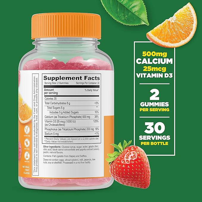 Lifeable Calcium with Vitamin D + Probiotic 2 Billion CFU Gummies Bundle - Great Tasting Vitamin Supplement Gluten Free GMO Free Chewable