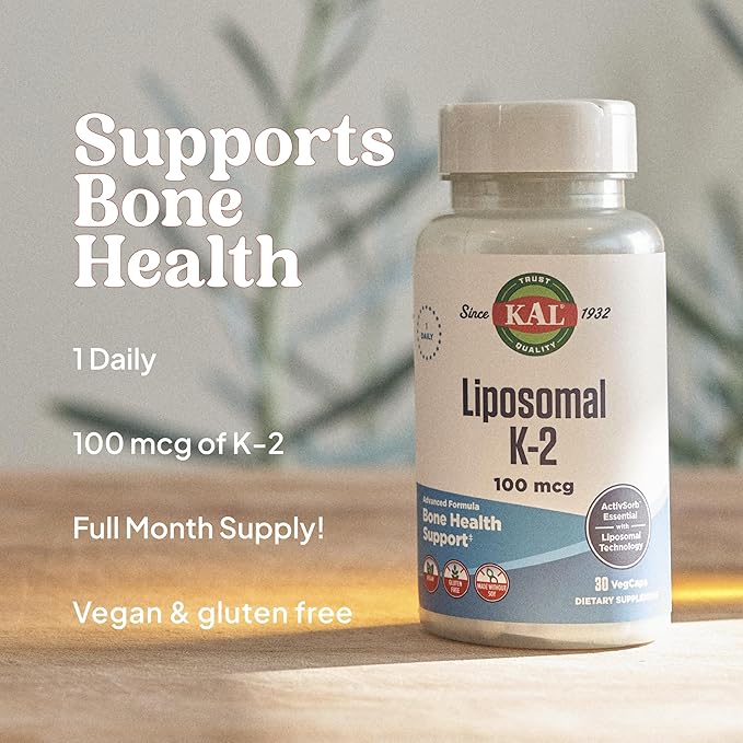 KAL Liposomal Vitamin K2 Plus D3 Supplement Bundle High Absorption Liposomal Technology Vegan Capsules 30 Servings