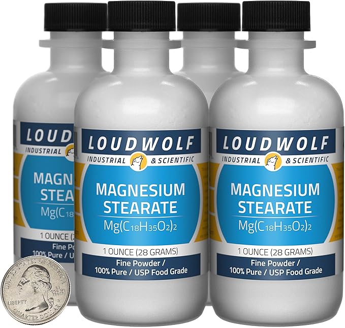 Magnesium Stearate / 4 Ounces / 4 Bottles / 100% Pure USP Food Grade/Fine Powder