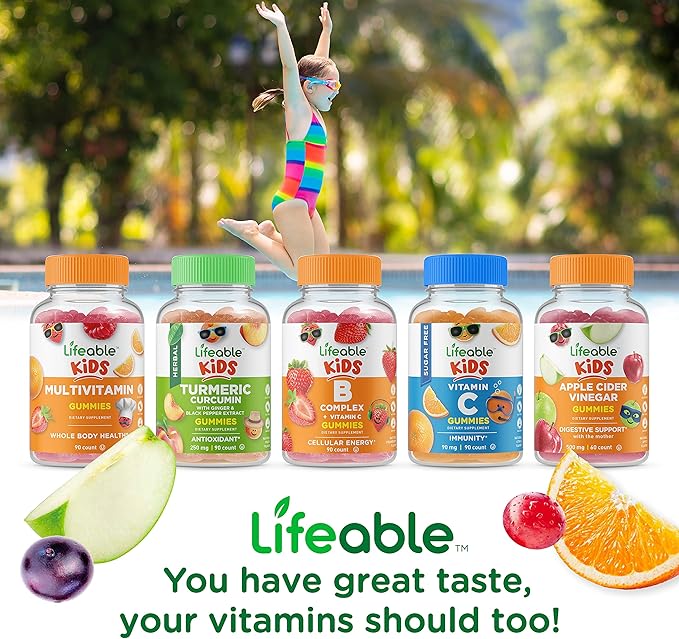 Lifeable Vitamin B12 Kids + Calcium with Vitamin D Kids Gummies Bundle - Great Tasting Vitamin Supplement Gluten Free GMO Free Chewable Gummy