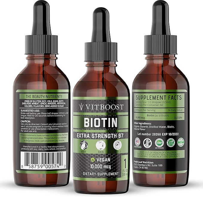 VITBOOST Vegan Liquid B12 Drops 60 x 5000mcg Extra Strength Raspberry Flavored VIT B12 Liquid Methylcobalamin sublingual Supplement &amp Extra Strength 10000mcg Biotin Liquid Drops Organic Berry Fla