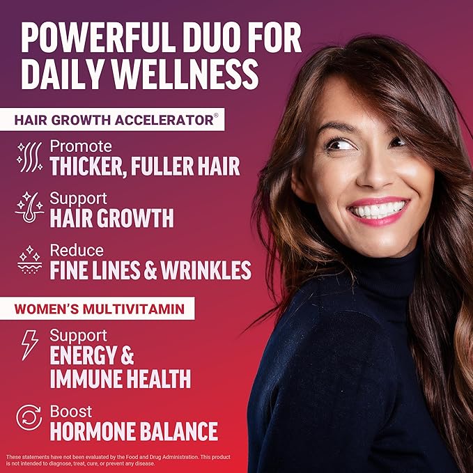 Force Factor Hair Growth Accelerator Soft Chews Lustriva &amp Biotin to Promote Thicker Stronger Fuller Hair Hair Growth Vitamins for Women Clinically Studied + Women's Multivitamin with Iron 6