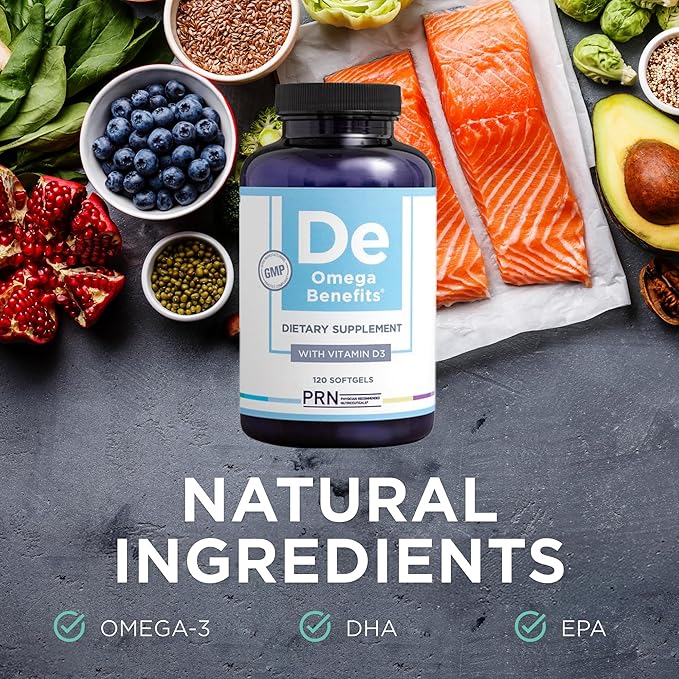 PRN Omega 3 Supplement - 120 Softgels 30-Day Supply - Fish Oil Omega 3 Supplements with 1680 mg EPA &amp 560 mg DHA - rTG Omega-3 + Vitamin D for Skin Joint Brain Eye &amp Heart Health