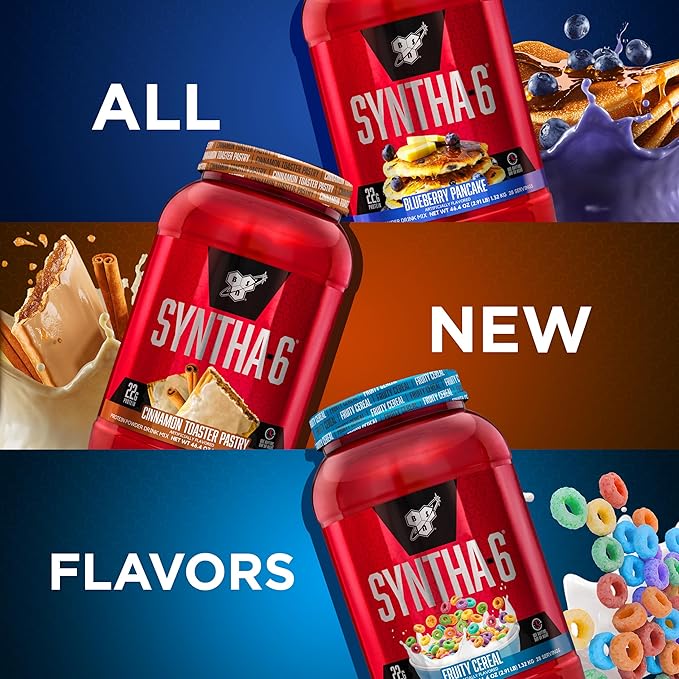 BSN SYNTHA-6 Premium Protein Powder with 6g of Fiber Whey Isolate Micellar Casein Milk Protein Isolate 5g of Fat Cinnamon Toaster Pastry 28 Servings 2.91 Pound (Packaging May Vary)