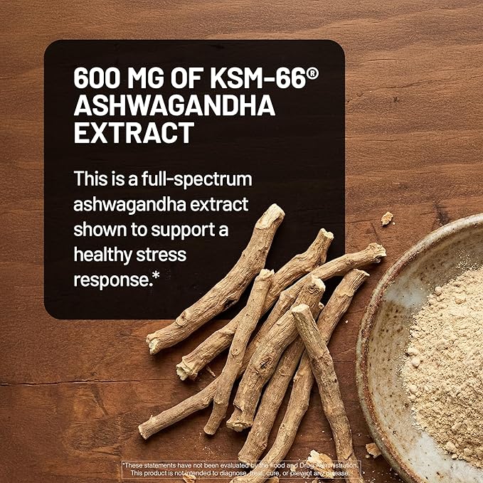 NatureWise Ashwagandha for Stress - With KSM-66 Extract GABA L-Theanine Rhodiola Rosea - Herbal Mood &amp Sleep Support - Vegan Non-GMO Gluten-Free - 60 Capsules[1-Month Supply]