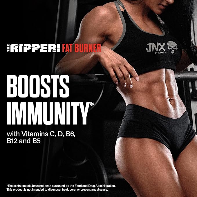 JNX SPORTS The Ripper! Fat Burner Pre Workout for Men &amp Women – Thermogenic Fat Burning Powder &amp Appetite Suppressant Boost Energy &amp Endurance – Blue Raspberry 30 Servings