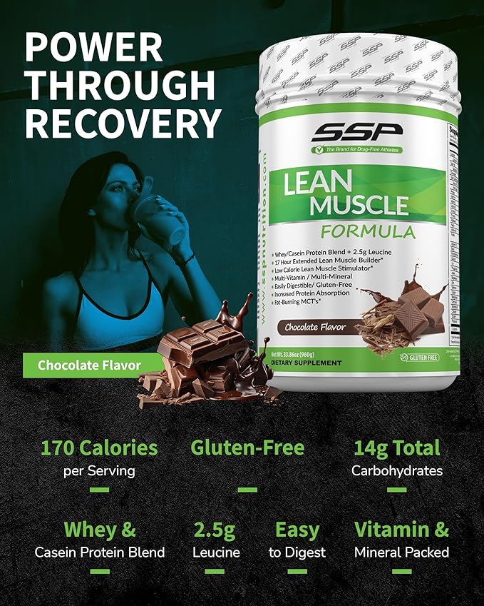 SSP Protein - Whey Isolate &amp Casein with Leucine &amp MCT - Low-Calorie Chocolate Meal Replacement for Lean Muscle Nutrition