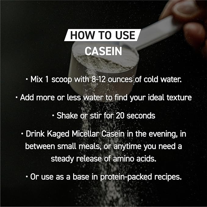 Kaged Premium Casein Protein Powder | Vanilla | Micellar Casein | Banned-Substance Free Supplement Build Muscle Recover Faster | Kasein | 28 Servings