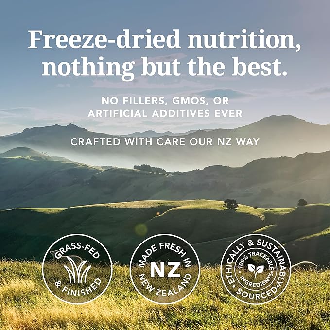 K9 Natural Beef Freeze Dried Dog Food High-Meat Natural Complete Meal or Meal Toppers for Dogs Grass-Fed Beef from New Zealand Grain-Free GMO-Free Complete &amp Balanced Nutrition 4lb