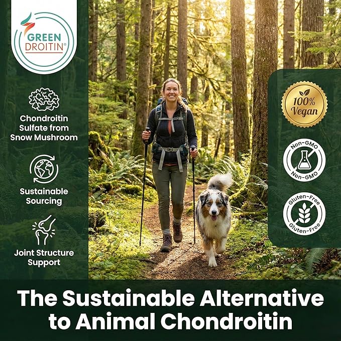 Vegan Glucosamine Chondroitin MSM Joint Support Supplement for Women and Men. Snow Mushroom Chondrotin Sulfate OptiMSM® Mobility Cartilage &amp Flexibility Support Shellfish-Free Non-GMO 120 Capsul