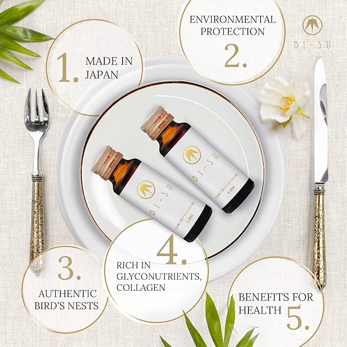 BI-SU Extract Drink E-3000 | Collagen Drink with Natural Swiftlet Nests Extract Collagen Peptides 30ml x 5 Bottles 17.1 Kcal Replenishes Energy Anti-Aging Japanese Beauty Muscat Grape Flavor