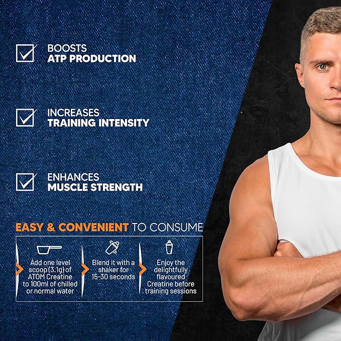 AS-IT-is Atom Creatine Monohydrate 100g - 32 Servings | Dope Free | Enhances Performance | Promotes Muscle Gains | Coffee Fusion Flavour