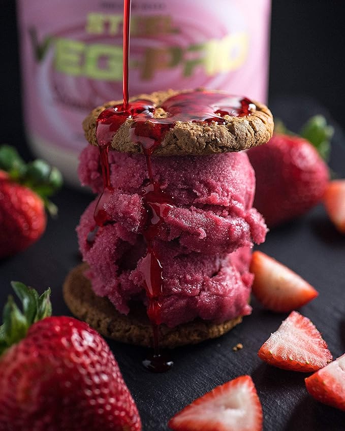 Steel Supplements Veg-PRO | Vegan Protein Powder Strawberry Cheesecake | 25 Servings (1.65lbs) | Organic Protein Powder with BCAA Amino Acid | Gluten Free | Non Dairy | Low Carb Formula