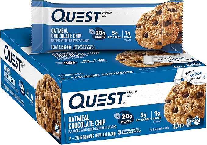 Quest Nutrition Oatmeal Chocolate Chip Protein Bar High Protein Low Carb Gluten Free &amp White Chocolate Raspberry Protein Bars High Protein Low Carb Gluten Free
