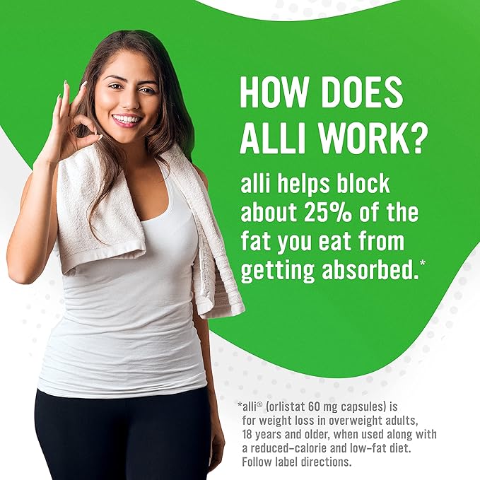 alli Diet Weight Loss Supplement Pills Orlistat 60mg Capsules Starter Pack Non prescription weight loss aid 60 count(Pack of 1)