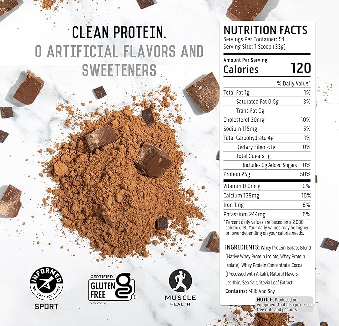 Ascent 100% Whey Protein Powder Chocolate 4 lb &amp Creatine Monohydrate Powder Unflavored 45 Servings