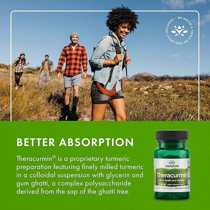 Swanson Theracurmin - Herbal Supplement Supporting Joint Health &amp Mobility - Formulated for High Absorption - (30 Capsules 100mg Each) (4 Pack)