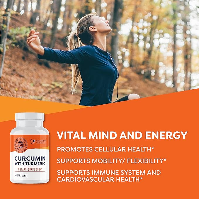 Vimergy Curcumin with Turmeric Supplement 1000mg Curcumin Extract/Serving – Liquid Capsules - Non-GMO Gluten-Free Kosher Vegan &amp Paleo Friendly Turmeric Curcumin Supplement (Pack of 2)