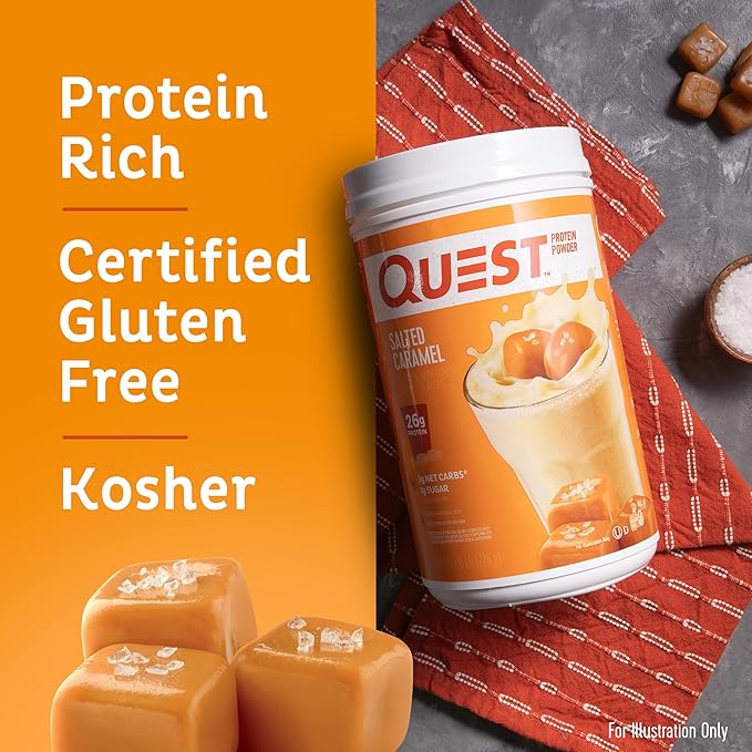 Quest Nutrition Salted Caramel Protein Powder 26g Protein 1g Sugar Low Carb Gluten Free 1.6 Pounds 24 Servings &amp Cookies &amp Cream Protein Powder 20g Protein 1g Sugar Low Carb Gluten F