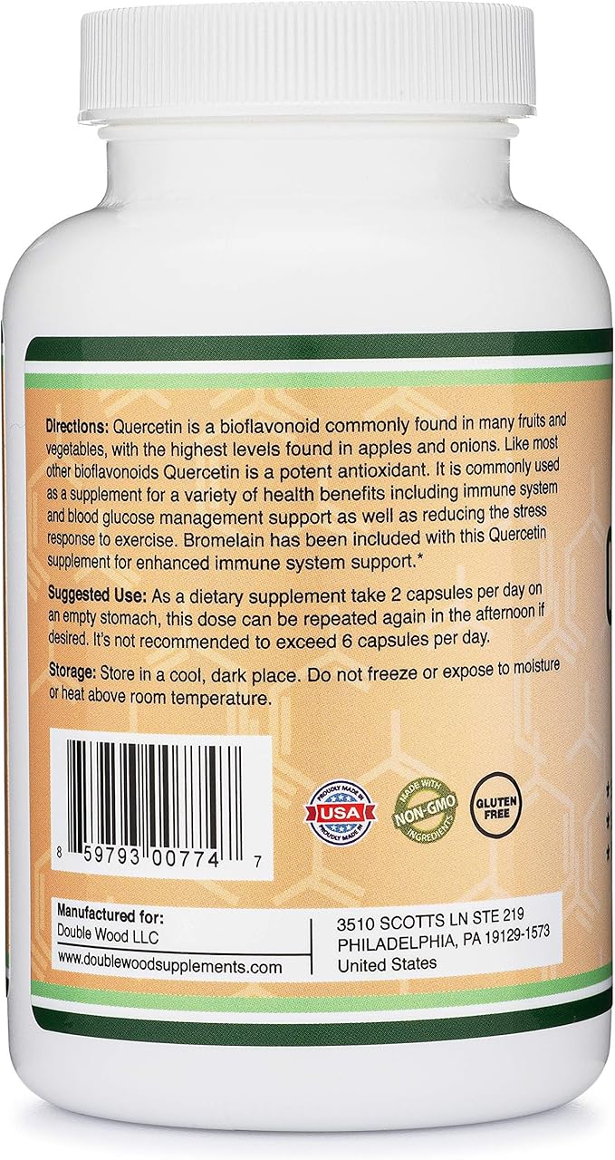 Double Wood Supplements Quercetin and Zinc Bundle - Support Immune System Health (120 Count Quercetin and 300 Count Zinc)