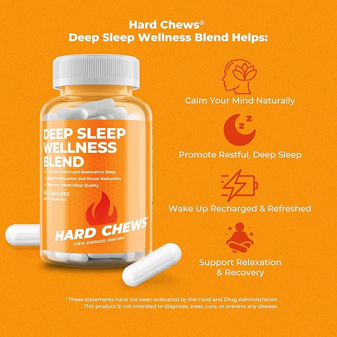 Deep Sleep Wellness Blend (60ct) - Natural Sleep Support for Men w/L-Theanine Melatonin Magnesium Glycinate L-Tryptophan GABA Ashwagandha and 5-HTP - Restful Restorative Sleep Aid