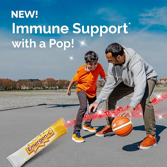Emergen-C Kidz Crystals On-the-Go Emergen-C Immune Support Supplement with Vitamin C B Vitamins Zinc and Manganese Sparkly Strawberry Stocking Stuffer - 56 Stick Packs