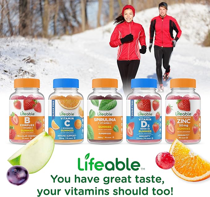 Lifeable Immune Support + B Complex Gummies Bundle - Great Tasting Vitamin Supplement Gluten Free GMO Free Chewable Gummy