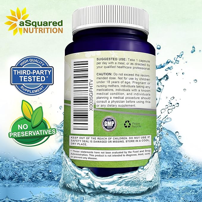 aSquared Nutrition Apigenin 50mg &amp L-Theanine 200mg - 120 Capsules - Apigenin Supplement Pills for Sleep and Relaxation - Natural Bioflavonoid Extract Found in Chamomile Tea