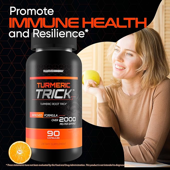 Turmeric Trick - with Vitamin D and Zinc for Men - Our Best Turmeric Curcumin Supplement for Men - Enriched with Black Pepper - Turmeric Root Trick - Mens Health Vitamin D