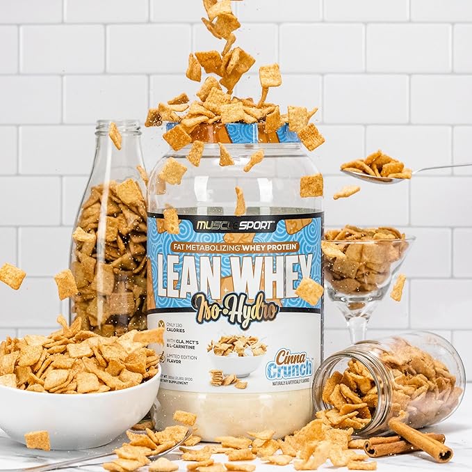 Musclesport Lean Whey Revolution™ Protein Powder - Whey Protein Isolate - Low Calorie Low Carb Low Fat Incredible Flavors - 25g Protein per Scoop - 2lb Cinna Crunch