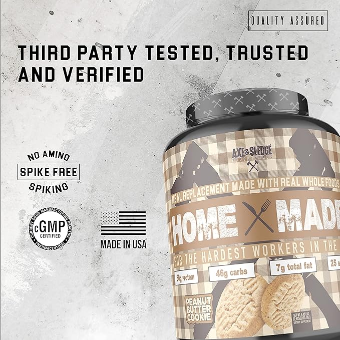 Axe &amp Sledge Supplements Home Made Whole-Foods-Based Meal Replacement Powder with Digestive Enzymes Protein Carbohydrates and Fats 25 Servings Chocolate Brownie